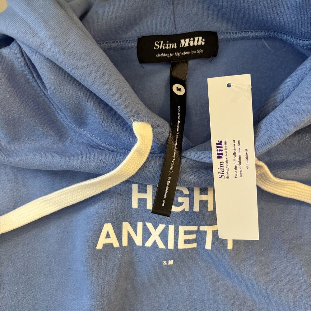 High Anxiety Blue Hoodie By Skim Milk Size Medium - Picture 5 of 8